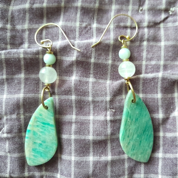 Hand Crafted Jewelry - SOLD Elegant Amazonite with Moonstone Earrings